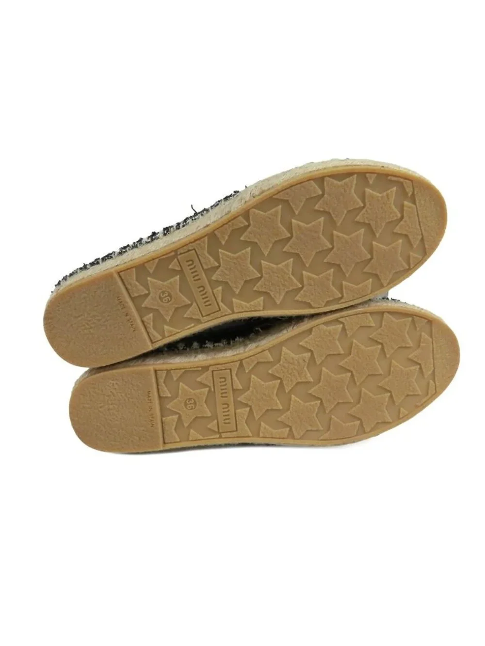 Miu Miu Espadrilles Black Fabric Slip on Logo Shoes
